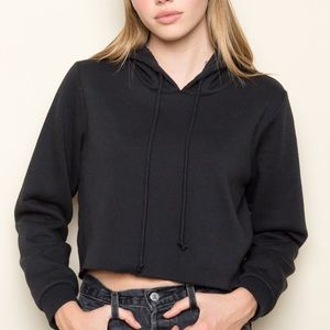 Brandy Melville Cropped Hoodie Black Size S